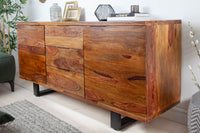 FIRE & EARTH Massives Sideboard 160cm Sheesham Stone Finish Palisander