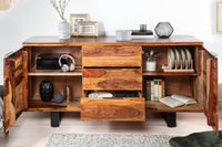 FIRE & EARTH Massives Sideboard 160cm Sheesham Stone Finish Palisander