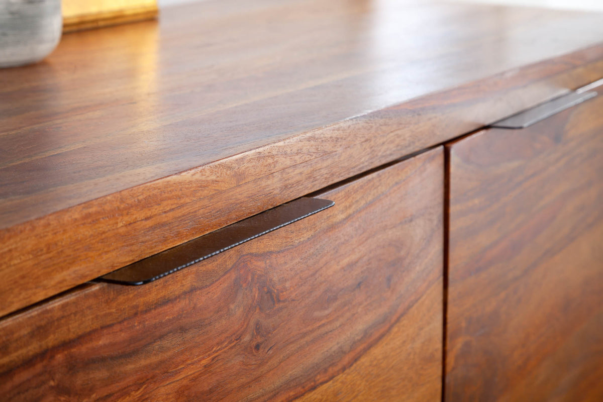 FIRE & EARTH Massives Sideboard 160cm Sheesham Stone Finish Palisander