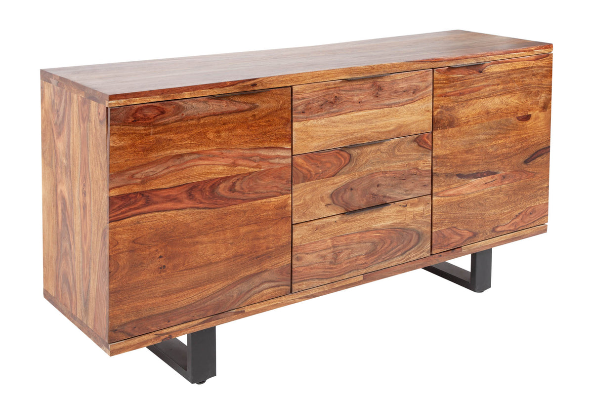 FIRE & EARTH Massives Sideboard 160cm Sheesham Stone Finish Palisander