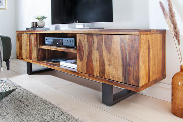 FIRE & EARTH Solid TV board 160cm Sheesham Stone finish rosewood
