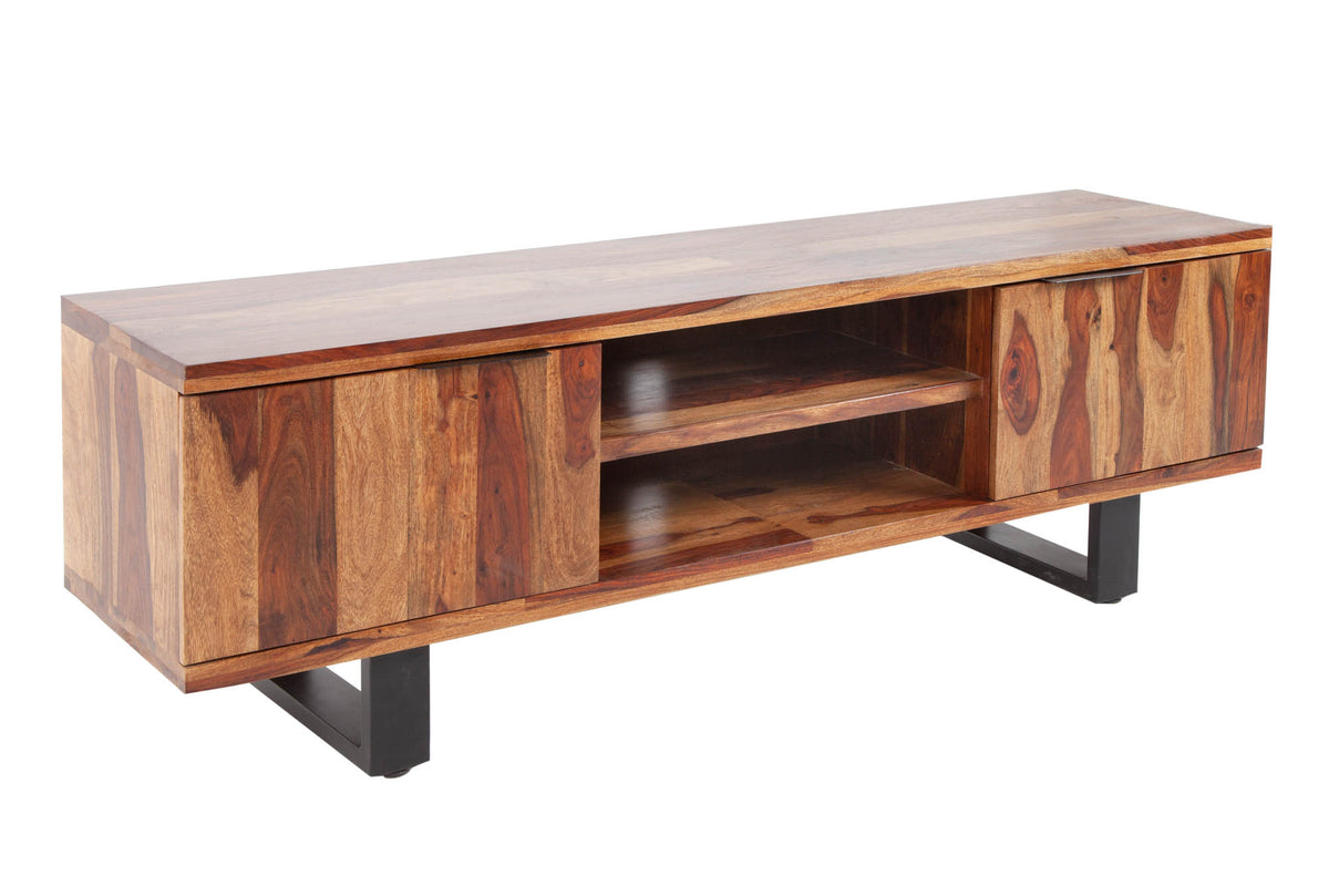 FIRE & EARTH Solid TV board 160cm Sheesham Stone finish rosewood
