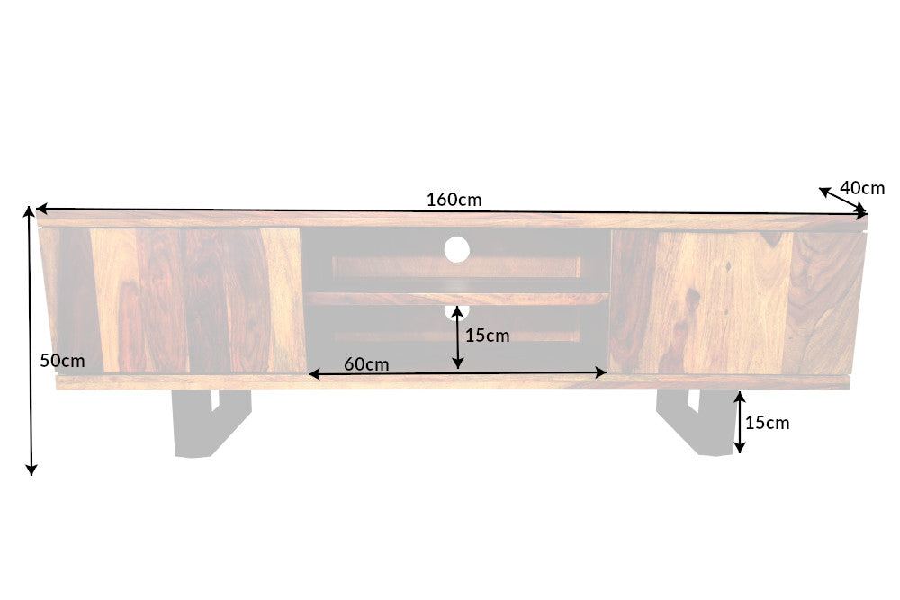 FIRE & EARTH Solid TV board 160cm Sheesham Stone finish rosewood