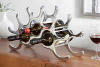 FLAME Modern wine rack 48cm silver for 10 bottles bottle holder