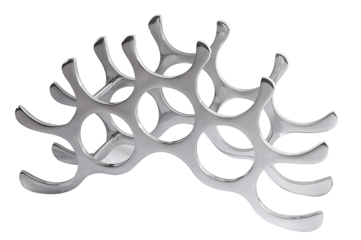 FLAME Modern wine rack 48cm silver for 10 bottles bottle holder