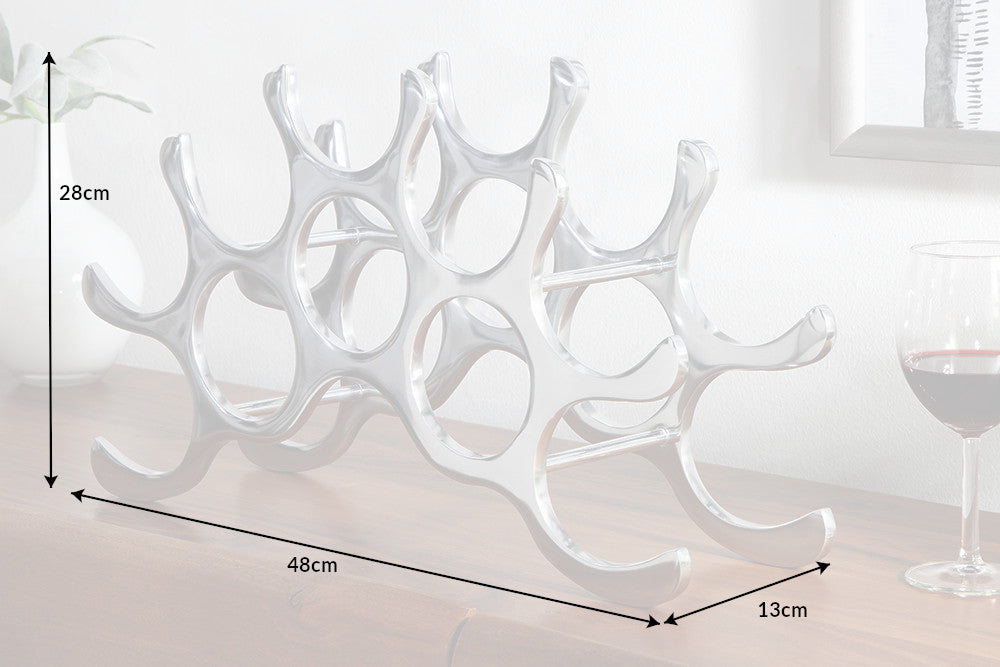 FLAME Modern wine rack 48cm silver for 10 bottles bottle holder