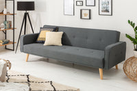 Design Schlafsofa SCANDINAVIA 210cm anthrazit grau Strukturstoff 3-Sitzer Holzfüße
