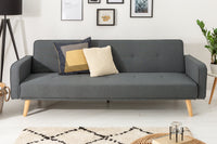 Design Schlafsofa SCANDINAVIA 210cm anthrazit grau Strukturstoff 3-Sitzer Holzfüße