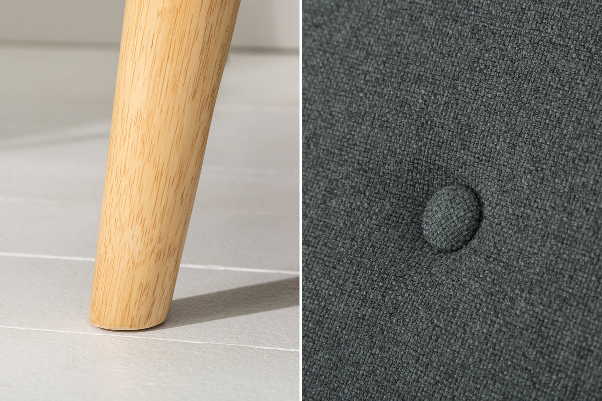 Design Schlafsofa SCANDINAVIA 210cm anthrazit grau Strukturstoff 3-Sitzer Holzfüße