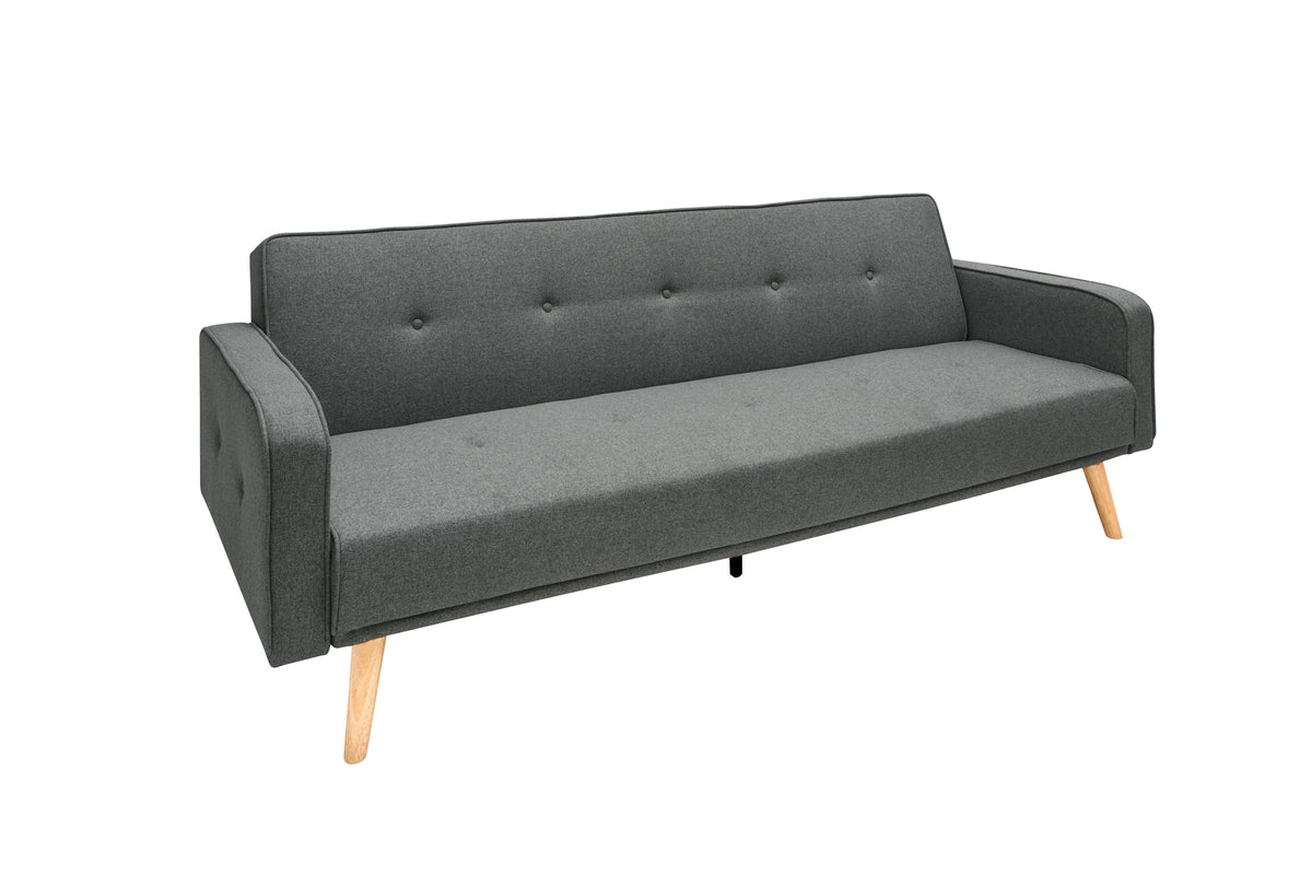 Design Schlafsofa SCANDINAVIA 210cm anthrazit grau Strukturstoff 3-Sitzer Holzfüße