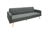 Design Schlafsofa SCANDINAVIA 210cm anthrazit grau Strukturstoff 3-Sitzer Holzfüße