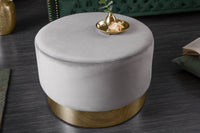 MODERN BAROCK Eleganter Hocker 55cm Samt silber gold Couchtisch