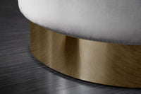 MODERN BAROCK Eleganter Hocker 55cm Samt silber gold Couchtisch