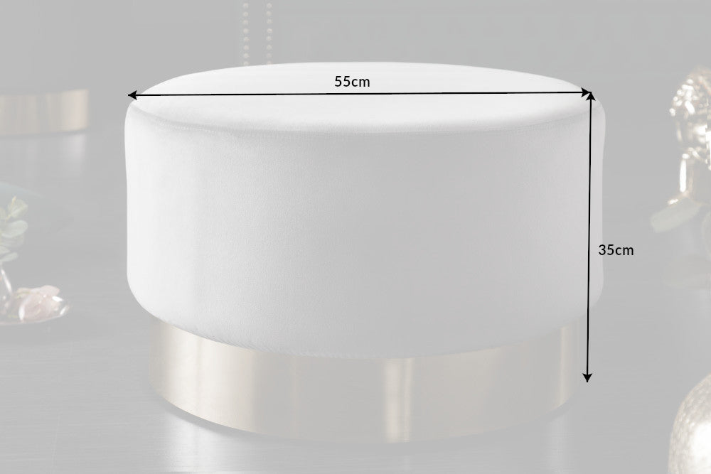 MODERN BAROCK Eleganter Hocker 55cm Samt silber gold Couchtisch