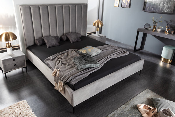 COSMOPOLITE Elegant bed 160x200cm silver gray velvet