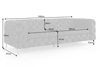 Chesterfield 3-Sitzer Sofa MODERN BAROCK 235cm dunkelgrau Samt Federkern silber Metallfüße
