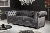 Chesterfield 3er Sofa 200cm Samt 3-Sitzer mit Knopfheftung und Federkern