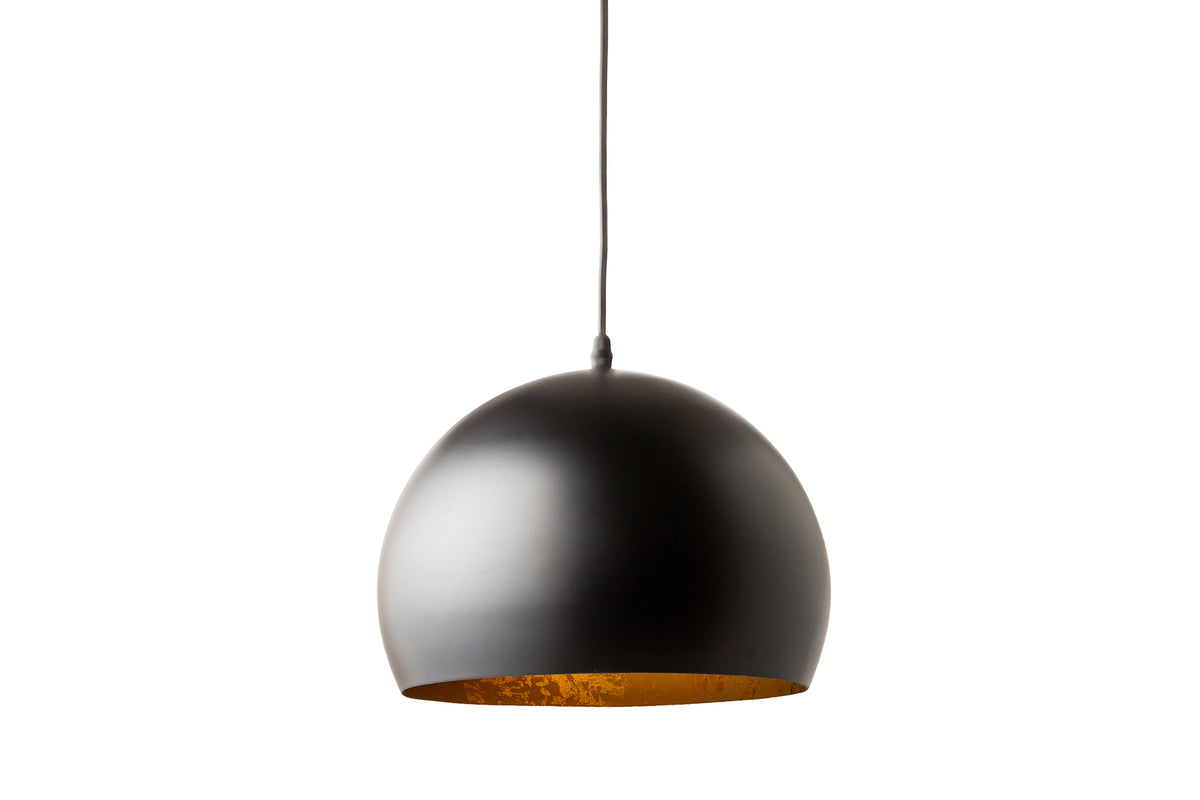 BLACK GOLDEN BALL Elegante Hängelampe 30cm schwarz mit Blattgoldoptik