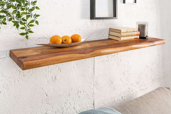 MAMMUT Solid wall shelf 115cm Sheesham shelf with tree edge