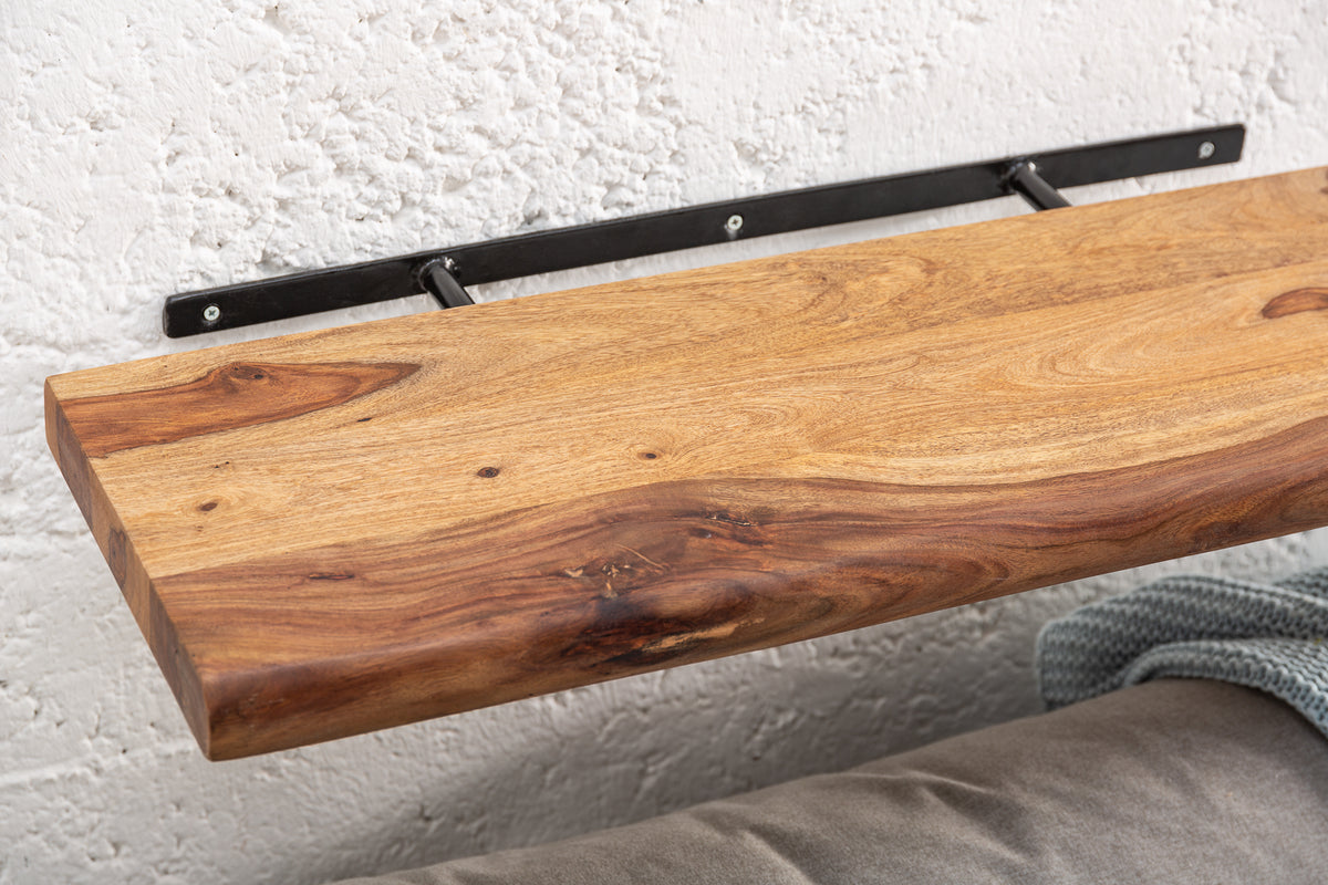 MAMMUT Solid wall shelf 115cm Sheesham shelf with tree edge