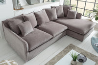 HEAVEN Großes Ecksofa 255cm taupe Samt inkl. Kissen Landhausstil