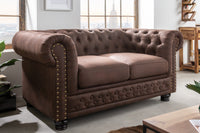 Chesterfield 2er Sofa 150cm Samt 2-Sitzer mit Knopfheftung und Federkern