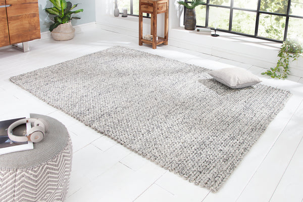 INFINITY HOME Handgearbeiteter Teppich 240x160cm grau aus Wolle