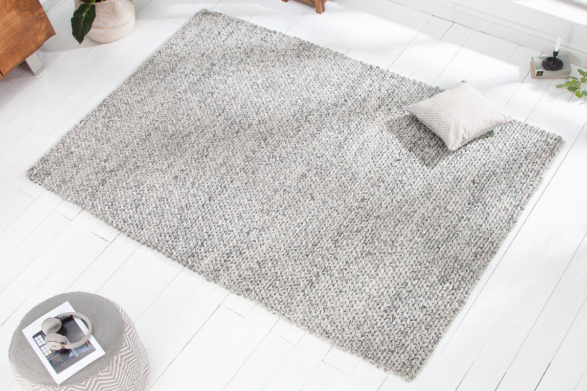 INFINITY HOME Handgearbeiteter Teppich 240x160cm grau aus Wolle