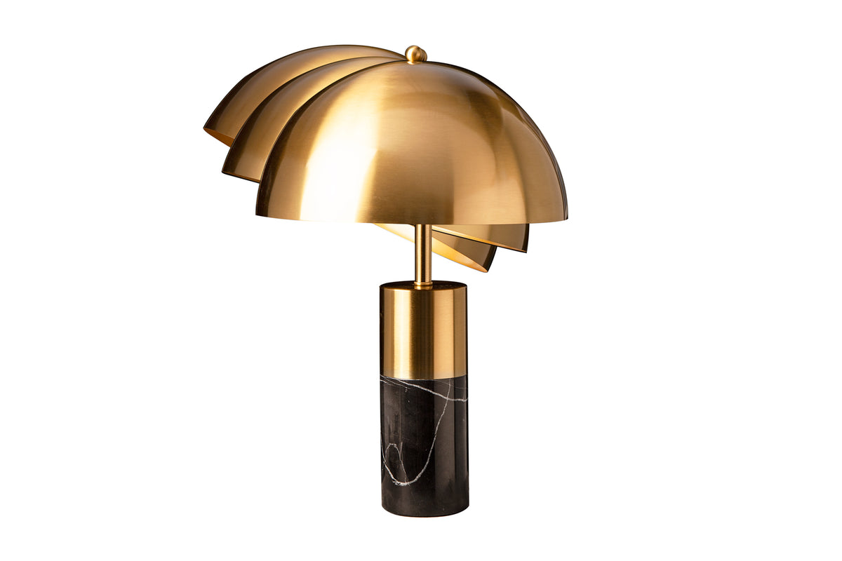 BURLESQUE Elegante Tischlampe 52cm gold mit grauem Marmorfuß