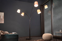 LEVELS Design Bogenlampe 205cm weiß beige braun 5 Leinenschirme Stehlampe