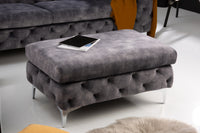 MODERN BAROCK Chesterfield Sitzhocker 92cm dunkelgrau Samt Fußhocker