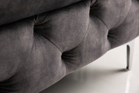 MODERN BAROCK Chesterfield Sitzhocker 92cm dunkelgrau Samt Fußhocker