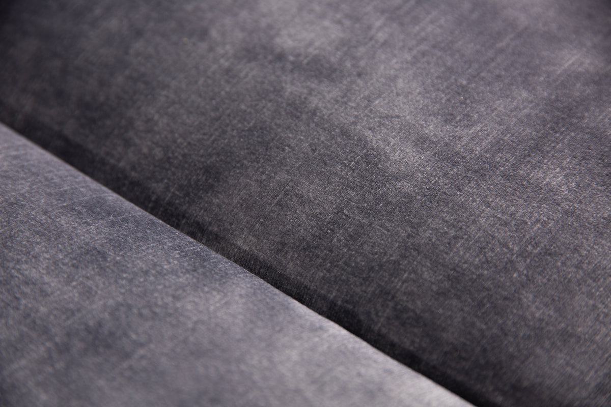 Chesterfield 3-Sitzer Sofa MODERN BAROCK 235cm dunkelgrau Samt Federkern silber Metallfüße