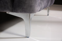 Chesterfield 3-Sitzer Sofa MODERN BAROCK 235cm dunkelgrau Samt Federkern silber Metallfüße