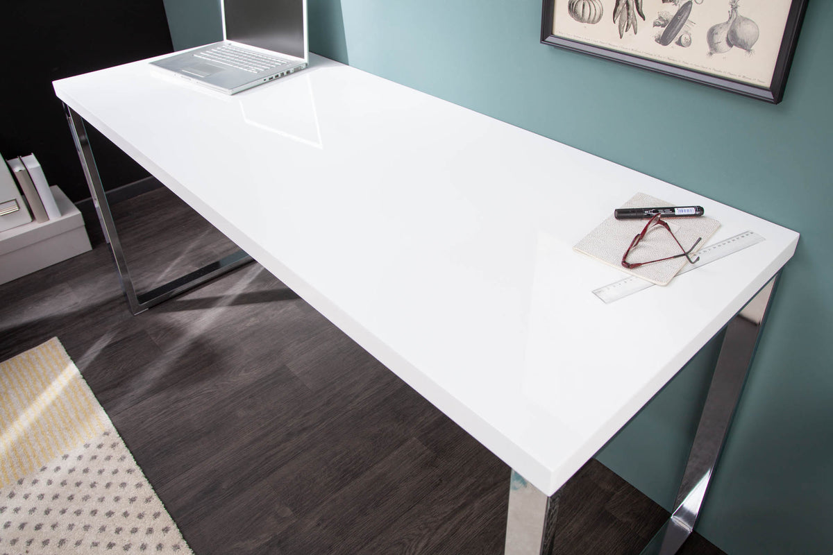 WHITE DESK Modern desk 140cm white high gloss office table