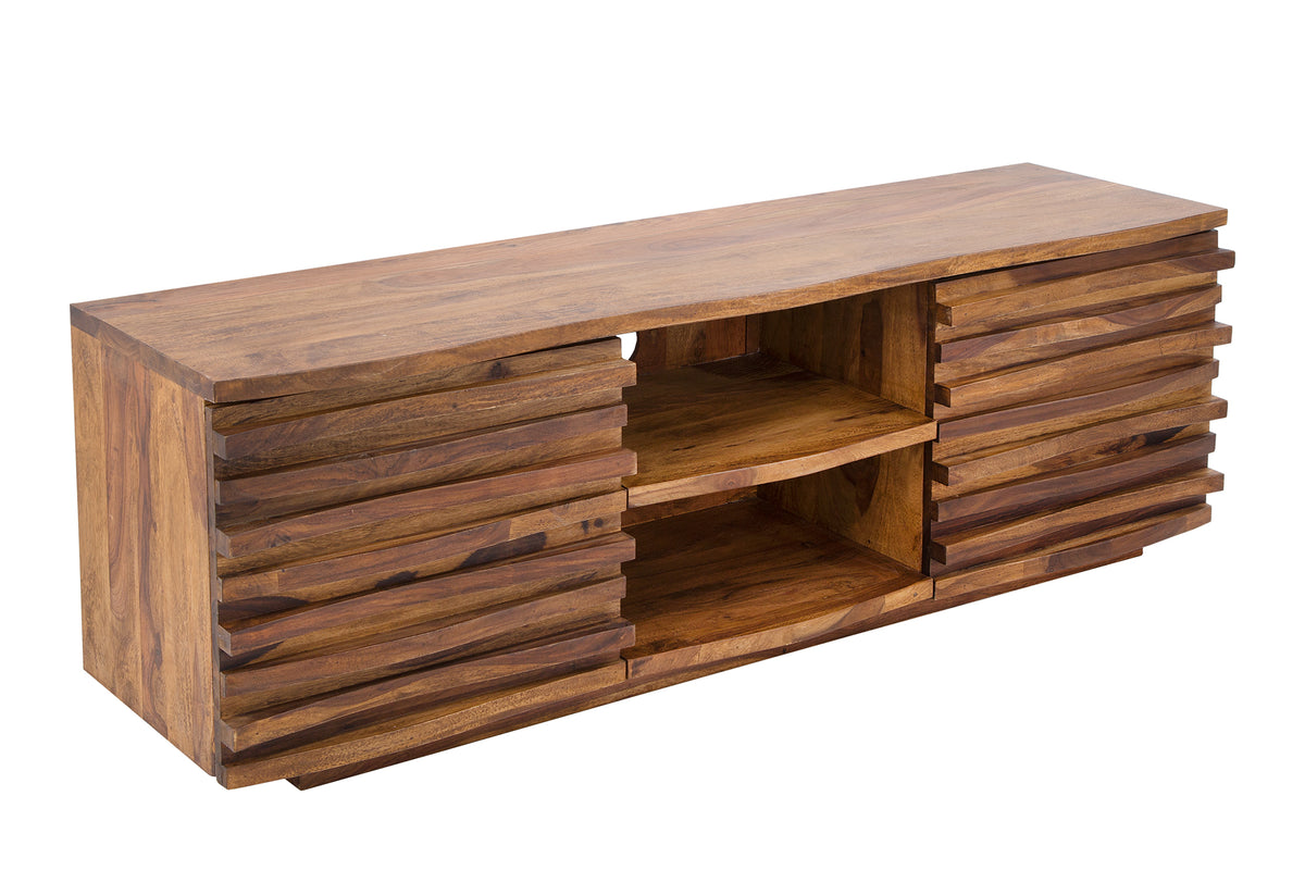 RELIEF Solid TV lowboard 150cm Sheesham wood with elaborate front