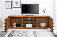 RELIEF Solid TV lowboard 150cm Sheesham wood with elaborate front