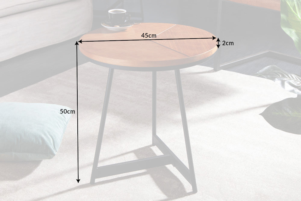 ELEGANCE Design Beistelltisch OAK 45cm Eiche schwarzes Metallgestell