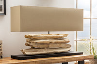 RIVERINE Handcrafted table lamp 80cm beige driftwood base with linen shade