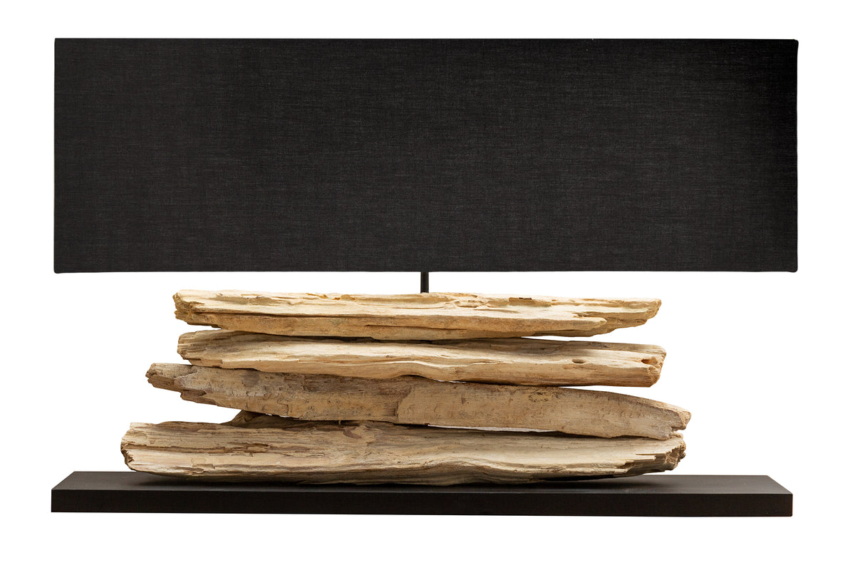 RIVERINE Handcrafted table lamp 80cm black driftwood table lamp