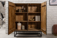 SCORPION Solid highboard 120cm gray acacia elaborate 3D carvings