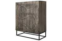 SCORPION Solid highboard 120cm gray acacia elaborate 3D carvings