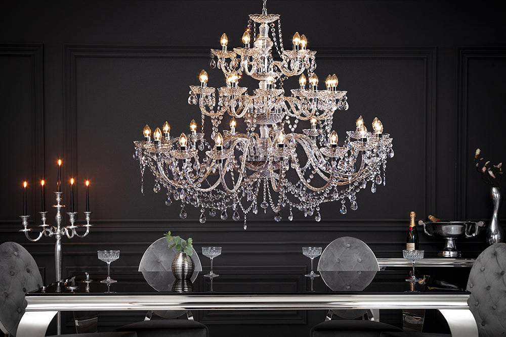 Design Kronleuchter CRYSTAL XXL 120cm klar Acryl 30-armig Kristall-Lampe