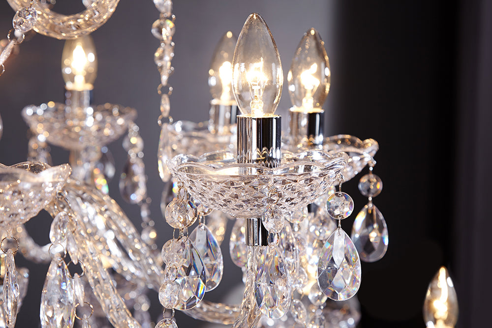 Design Kronleuchter CRYSTAL XXL 120cm klar Acryl 30-armig Kristall-Lampe