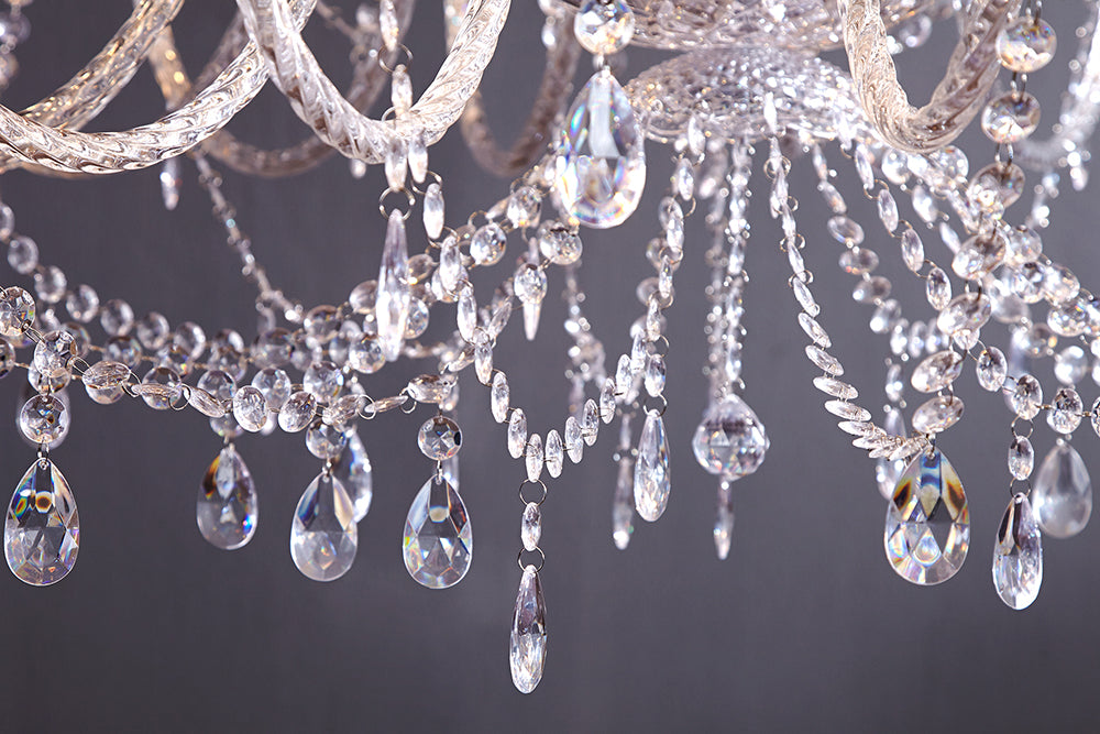 Design Kronleuchter CRYSTAL XXL 120cm klar Acryl 30-armig Kristall-Lampe