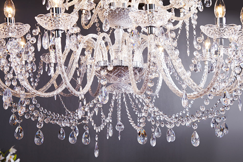 Design Kronleuchter CRYSTAL XXL 120cm klar Acryl 30-armig Kristall-Lampe