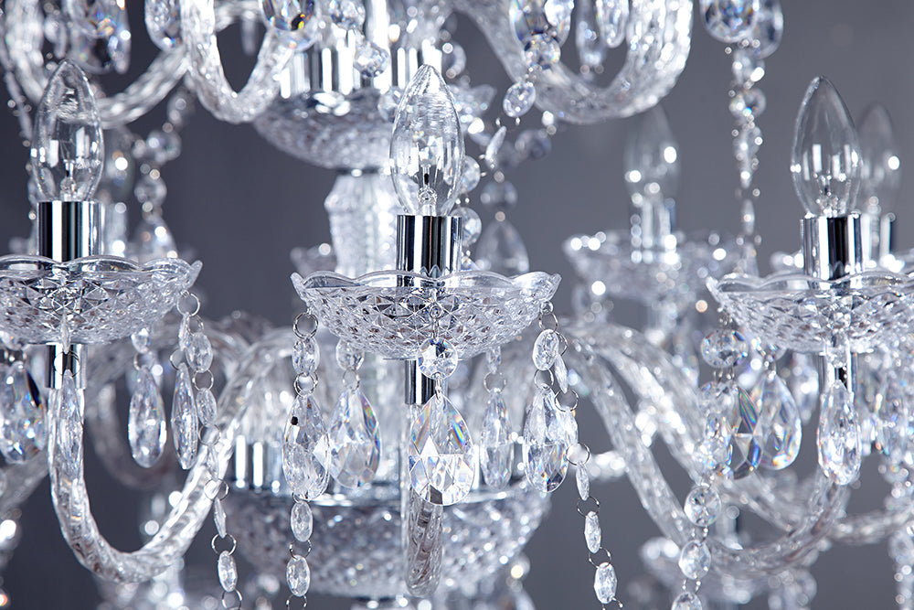 Design Kronleuchter CRYSTAL XXL 120cm klar Acryl 30-armig Kristall-Lampe
