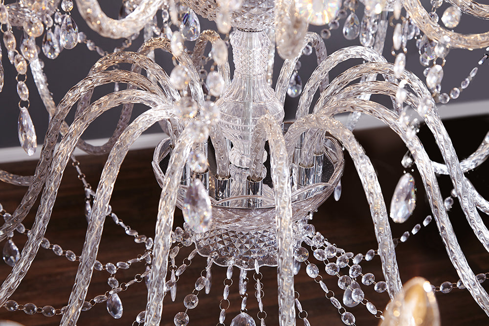 Design Kronleuchter CRYSTAL XXL 120cm klar Acryl 30-armig Kristall-Lampe
