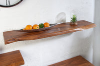 MAMMUT solid wall shelf 115cm acacia wood shelf with tree edge