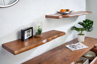 MAMMUT solid wall shelf 115cm acacia wood shelf with tree edge